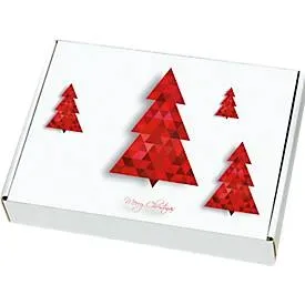 Maxibriefkartons, mit Motiv ?Tannenbaum?, portooptimiert, bis 20 kg, Aussenmasse 350 x 250 x 50 mm, Mikrowellpappe, weiss-braun, 20 Stück