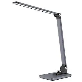 meet by Paperflow JOA LED-Tischleuchte Metallgrau, 400 lm (500 Lux), Qi-Ladepad 10W, CCT-Modus