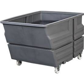 Mehrzweckbehälter, Polyethylen, grau, 600 l, B 825 x T 1240 x H 900 mm, mit Rollen