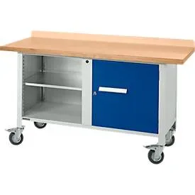 Mobile Werkbank Schäfer Shop Select PWi 150-1, Buche Multiplexplatte, bis 400 kg, B 1500 x T 700 x H 840 mm