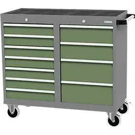 Mobiler Schubladenschrank Bedrunka+Hirth, 11 Schübe, Schiebegriff, abschliessbar, bis 500 kg, B 1060 x T 500 x H 1000 mm, Stahlblech