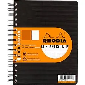 Nachfüllblock für ExaBook, DIN A5+, 80 Blatt, 90 g/m²,  Doppelspirale, kariert, mit Rand und Rahmen
