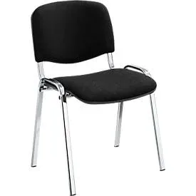 Stapelstuhl ISO Basic, ohne Armlehnen, 4-Fussgestell, Stoffbezug, stapelbar bis 12 Stück, B 545 x T 560 x H 820 mm, Bezug schwarz, Gestell verchromt