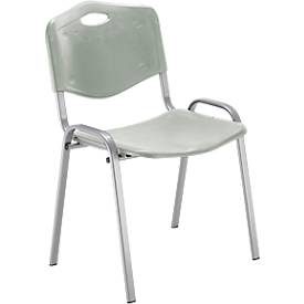 NowyStyl Besucherstuhl, H 470 mm x B 460 mm x T 410 mm, Kunststoff, mit Stahlgestell, Antikratzfüsse, stapelbar, aluminium-grau