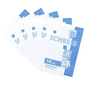 Notizblock, kariert, DIN A5, 5 Stück