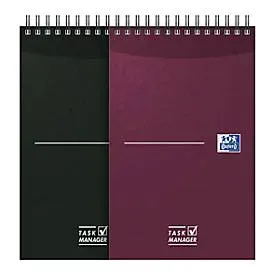 Notizblock Oxford Essentials Task Manager, 70 Blatt, 125×200mm, Optik Paper®, Doppelspiralbindung, versch. Farben, assortiert, 5 Stk.