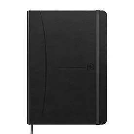 Notizbuch Oxford Signature, DIN A5, 80 Blatt, liniert, mit linkem Rand, Optik Paper®, schwarz