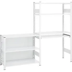ORDO Home Regalkombination, Grund- und Anbauregal, 6 Fachböden, multifunktional, mobil, B 2070 x T 435 x H 1750 mm, verkehrsweiss RAL 9016