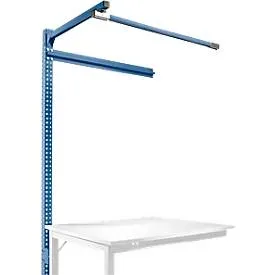 Aufbauportal m. Ausleger, Ansatztisch STANDARD Arbeitstisch/Werkbank UNIVERSAL/PROFI, 1250 mm, briallantblau