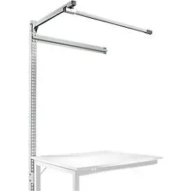 Aufbauportal m. Ausleger, Ansatztisch STANDARD Arbeitstisch/Werkbank UNIVERSAL/PROFI, 1250 mm, lichtgrau