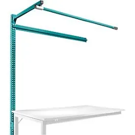 Aufbauportal m. Ausleger, Ansatztisch STANDARD Arbeitstisch/Werkbank UNIVERSAL/PROFI, 1500 mm, wasserblau