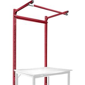 Aufbauportal m. Ausleger, Grundtisch SPEZIAL Arbeitstisch/Werkbank UNIVERSAL/PROFI, 1250 mm, rubinrot