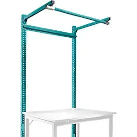 Aufbauportal m. Ausleger, Grundtisch SPEZIAL Arbeitstisch/Werkbank UNIVERSAL/PROFI, 1250 mm, wasserblau