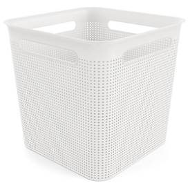 Aufbewahrungsbox Rotho BRISEN, Volumen 18 l, quadratisch, Lochstruktur, stapelbar, ohne Deckel, L 291 x B 291 x H 281 mm, Recycling-PP, weiss