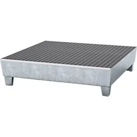 asecos® Auffangwanne aus Stahl, mit Fusskonstruktion, 4x 200 l, HxBxT 290 x 1.236 x 1.210 mm, verzinkt