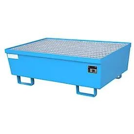 Auffangwanne BAUER AM-2, mit Gitterrost, Stahl, 225 l, B 1200 x T 800 x H 415 mm, blau