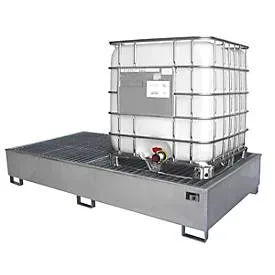 Auffangwanne BAUER AW 1000-2/PE mit Gitterrost, 2x 1000 l IBC, B 2665 x T 1315 x H 440 mm, verzinkt