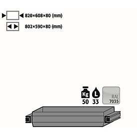 Auszugswanne Stawa-R für asecos Sicherheitsschränke der UB90 Serie, Stahlblech, lichtgrau, B 820 x T 608 x H 91 mm, 33 l, bis 60 kg