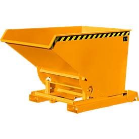 Automatischer Kippbehälter Bauer Typ 4A 1200, 3 Entriegelungspunkte, Abrollsystem, Inhalt 1,2 m³, bis 1500 kg, gelborange RAL 2000