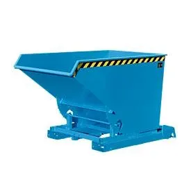 Automatischer Kippbehälter Bauer Typ 4A 1200, 3 Entriegelungspunkte, Abrollsystem, Inhalt 1,2 m³, bis 1500 kg, lichtblau RAL 5012