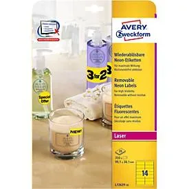 AVERY ZWECKFORM Etiketten 99,1x38,1mm L7263Y-25 gelb 350 Stück