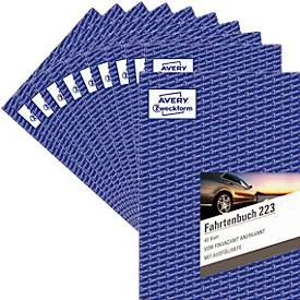 Avery Zweckform 223-10 Fahrtenbuch, Format A5, 10 Bücher mit jeweils 40 Blatt, FSC®-Papier, weiss