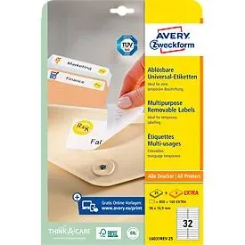 AVERY ZWECKFORM Etiketten 96x16,9mm L6031REV2 weiss 960 Stk./25 + 5 Blatt