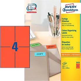 AVERY ZWECKFORM Etiketten 105x148mm 3456 rot 400 St&uuml;ck