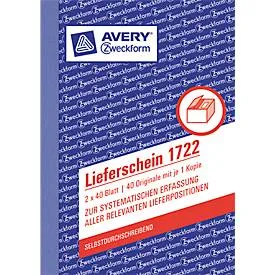 AVERY Zweckform Lieferscheine 1722 DIN A6 Perforiert N/A 40 Blatt
