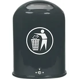 Abfallbehälter oval, 45 Liter, mit selbstschliessender Edelstahlklappe, anthrazit/glimmer