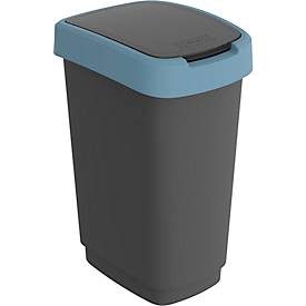 Abfalleimer Rotho TWIST, 25 l, 2 Öffnungsmöglichkeiten, Kunststoff, blau