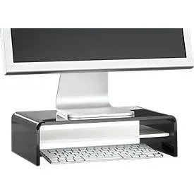 Acryl-Medienträger U-Form mit Boden, 350 x 230 x 100 mm, schwarz/weiss