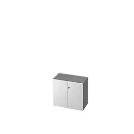 Aktenschrank TOPAS LINE, 2 Ordnerhöhen, Türen abschliessbar, graphit/weiss