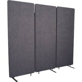 Akustik-Raumteiler Luxor, 3 Paneele, mit Standfüssen, ca. 19 kg, Gesamtmasse B 1830 x T 35 x H 1680 mm, recycelte Materialien, schiefergrau