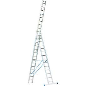 Alu-Vielzweckleiter 3 x 14 Sprossen, mit Trigon-Traverse