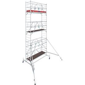 Alu-Fahrgerüst KRAUSE Serie 10, 200 kg/m², TÜV-geprüft, höhenverstellbare Rollen, L 2500 x B 750 x H 7400 mm
