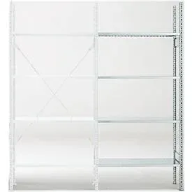 Anbauregal, 4 Böden, H 2278 x B 1055 x T 500 mm, verzinkt