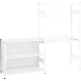 Anbauregal für ORDO Home Steckregal, 3 Fachböden, multifunktional, mobil, B 1060 x T 435 x H 825 mm, verkehrsweiss RAL 9016