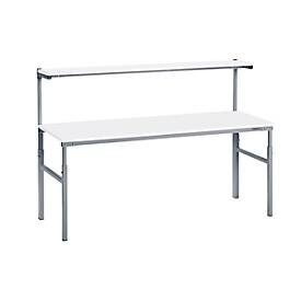 TRESTON Arbeitstisch mit Etagenbord, höhenverstellbar, TK 300 kg, BxT 1.500 x 700 mm