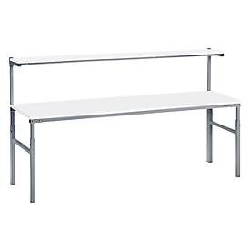 TRESTON Arbeitstisch mit Etagenbord, höhenverstellbar, TK 300 kg, BxT 1.800 x 700 mm