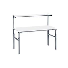 TRESTON Arbeitstisch mit Etagenbord, höhenverstellbar, TK 300 kg, BxT 1.200 x 700 mm