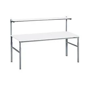 TRESTON Arbeitstisch mit Etagenbord, höhenverstellbar, TK 300 kg, BxT 1.500 x 900 mm