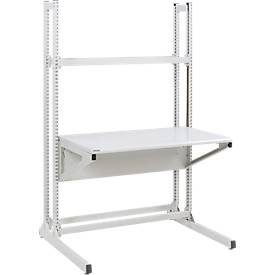 Arbeitstisch TRESTON Quick Edge, rechteckig, manuell höhenverstellbar, bis 100 kg, B 1200 x T 700 x H 1930 mm, Stahl & Aluminium, lichtgrau RAL 7035