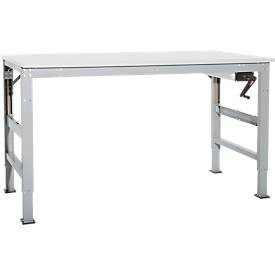 Arbeitstisch Ergo K, m. Kurbel,  2000 x 800 mm, Tischplatte PVC Dekor, alusilber