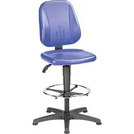 Arbeitsdrehstuhl 9651, Kunstleder, Gleiter, Fussring, blau