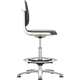 Arbeitsdrehstuhl Labsit hoch, Kunstleder, Gleiter, B 450 x T 420 x H 520 - 770 mm, weiss