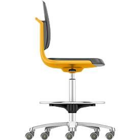 Arbeitsdrehstuhl Labsit hoch, SKINTEC-Polster, Sitz-Stopp-Rollen, B 450 x T 420 x H 560 - 810 mm, orange