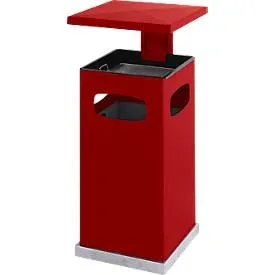 Ascher-Papierkorb mit abnehmbarem Dach, 70 Liter, rot