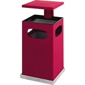 Ascher-Papierkorb mit abnehmbarem Dach, 72 Liter, rot