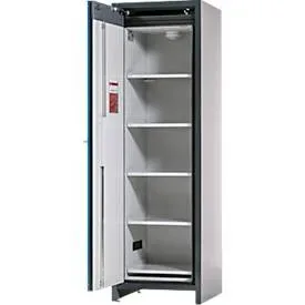 Asecos Akku-Lagerschrank ION-CORE-90 CS 600, 5 Fachböden gelocht + 1 Bodenauffangwanne, B 599 x T 615 x H 1953 mm
